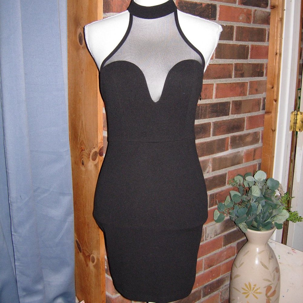 LF SEEK The Label Black Mesh Choker Dress Small